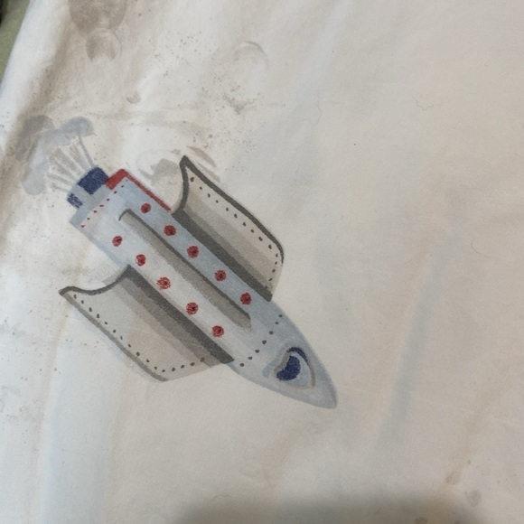 PB Kids Rocket ship print twin flat sheet - Picture 2 of 6